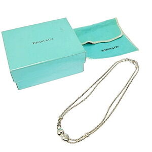 TIFFANY Co Silver Double Rope Heart Necklace